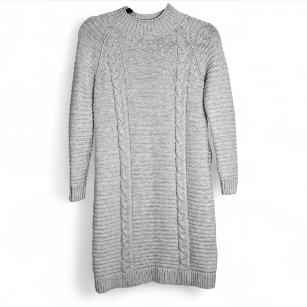 Banana Republic Grey Cable Knit Sweater Dress XS Petite NWT